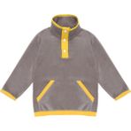 Berselüx Unisex Çocuk Polar Sweatshirt Gri, Sarı, Yarım Balıkçı Yaka, Kanguru Cepli Çıtçıtlı 1- 8 Yaş - 3 - 4 Yaş - Gri Melanj