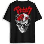 Berserk Anime Kuru Kafa Skull Kılıç Ve Büyü Guts Baskılı Oversize T-shirt Siyah Unisex Tişört