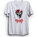 Berserk, Big Skull Design, Manga Anime %100 Pamuk Tişört - Beyaz - 5XL