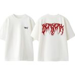 Berserk Metal Logo Tasarım Sırt Baskılı Pamuk Beyaz Oversize T-Shirt