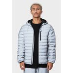 Bershka 01288644 Gümüş Kapüşonlu Fosforlu Şişme Erkek Mont