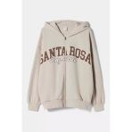 Bershka Santa Rosa Baskılı Kapüşonlu Sweatshirt Cepsiz Fermuarlı