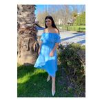 Bersi Butik Carmen Yaka Şifon Bebe Mavisi Elbise
