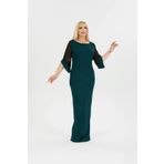 Bersi Butik Kadın uzun, Maxi elbise, simli, kolu şifonlu, özel günler, düğün, nişan şık gece, büyük beden,abiye