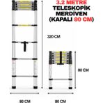 Bert Teleskopik Merdiven 3,2 M 11 Basamak - Alüminyum, Katlanır, Portatif