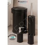 Berta Hijyen Vintage Dörtlü Siyah Banyo Seti Çöp Kovası Tuvalet Fırçası Diş Fırçalık Sıvı Sabunluk Metal