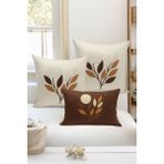 Bertille Home Çift Tarafı Dijital Baskılı 3'lü Kırlent Kılıfı Seti (Panç /punch Nakış Desen Görünümlü) - 43 x 43 cm - Çok Renkli