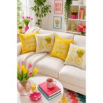 Bertille Home Çift Tarafı Dijital Baskılı 4'lü Kırlent Kılıfı Seti (Panç /Punch Nakış Desen Görünümlü)