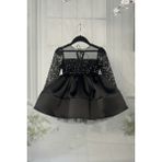 Bertuğ Bebek Boncuk Dantelli Kız Çocuk Bebek Kabarık Siyah Elbise - 1 - 1,5 Yaş