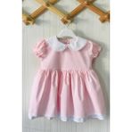 Bertuğ Bebek Dantel Detaylı Bebe Yaka Açık Pembe Kız Çocuk Bebek Tasarım Elbise - Pudra Pembe - 7 Yaş