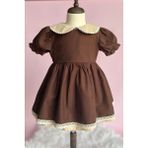 Bertuğ Bebek Dantel Detaylı Bebe Yaka Kahve Camel Vintage Kız Çocuk Bebek Bayram Elbise - 0 - 3 Ay - Kahverengi