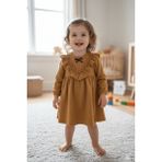 Bertuğ Bebek Fırfırlı Kız Çocuk Bebek Triko Hardal Sarı Elbise - 6 Yaş