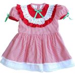 Bertuğ Bebek Fırfırlı ve Kurdele Detaylı Çizgili Kırmızı Kız Çocuk Bebek Elbise - Çoklu - 9 - 12 Ay