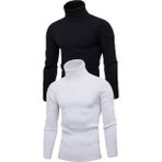 Beruflic 2 Adet Unisex Kaşkorse Boğazlı Full Likralı Fitilli Body Kazak - Siyah - Standart