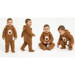 Beruflic 6/24 Ay Peluş Kumaş Çift Fermuarlı Bebek Tulumu - Kahverengi - 3 Ay