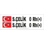 Beruflic Bayraklı Ad Soyad Kan Grubu Oto Sticker 16*2 cm - Standart - Renkli