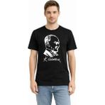 Beruflic Erkek Atatürk Baskılı Tişört Kısa Kollu Bisiklet Yaka T-Shirt - Siyah - XL