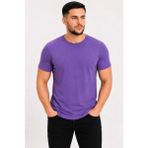 Beruflic Erkek Basic Tişört Bisiklet Yaka Kısa Kol Günlük Yazlık Slim Fit T-Shirt - Mor - 2XL