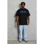 Beruflic Erkek Baskılı T-Shirt Kısa Kol Bisiklet Yaka Regular Fit Rahat Kalıp Günlük Tişört - Siyah - 2XL