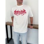 Beruflic Erkek Baskılı T-Shirt Yazlık Kısa Kol Bisiklet Yaka Rahat Kalıp Tişört - Beyaz - M
