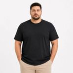 Beruflic Erkek Battal Big Size Basic Tişört Bisiklet Yaka Rahat Kalıp T-Shirt - Siyah - 3XL
