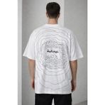 Beruflic Erkek Bisiklet Yaka Baskılı Kısa Kollu Tişört Streetwear Günlük Basic Pamuklu Tshirt - Beyaz - XL