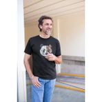 Beruflic Erkek Bisiklet Yaka Baskılı Oversize T-Shirt - Siyah
