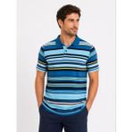 Beruflic Erkek Çizgili Polo Yaka Tişört Kısa Kol Yazlık Tshirt Regular Fit - Mavi