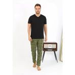 Beruflic Erkek Ekoseli Desen Penye Tek Alt Pijama Haki