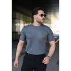 Beruflic Erkek Fitilli Bisiklet Yaka Kısa Kollu Tişört - Antrasit - XL