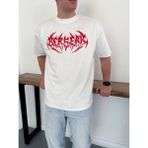 Beruflic Erkek Kısa Kol Yazlık Tişört Bisiklet Yaka Baskılı Oversize T-Shirt - Beyaz - M