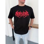 Beruflic Erkek Kısa Kol Yazlık Tişört Bisiklet Yaka Baskılı Oversize T-Shirt - Siyah - M