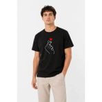 Beruflic Erkek Kore Parmak Kalp Aşk Temalı Minimal Baskılı Tişört Yazlık Kısa Kol T-Shirt - Siyah
