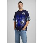 Beruflic Erkek Lacivert Oversize Tişört Dragon - Kuru Kafa Baskılı Bisiklet Yaka Streetwear T-Shirt - Lac - XL