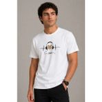 Beruflic Erkek Müzik Temalı Baskılı Tişört Bisiklet Yaka Kısa Kol T-Shirt - Beyaz