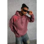 Beruflic Erkek Ön ve Arka Baskılı Kapüşonlu 3 Iplik Sweatshirt - Gül Kurusu - M