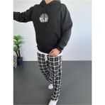 Beruflic Erkek Oversize Üç Iplik Kapüşonlu Sweatshirt – Sırt ve Ön Baskılı, Kanguru Cepli, Rahat Kalıp, Içi Pamuklu Model - Siyah