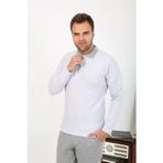 Beruflic Erkek Polo Yaka Uzun Kol Penye Pijama Takımı Gri