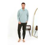 Beruflic Erkek Polo Yaka Uzun Kol Penye Pijama Takımı Su Yeşili