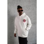 Beruflic Erkek Şapkalı Güvercin Baskılı Kapşonlu Sweat - Beyaz - M