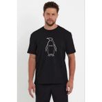 Beruflic Erkek T-Shirt Nihilist Penguen Baskılı Bisiklet Yaka Kısa Kol Yazlık Tişört - Siyah - XS