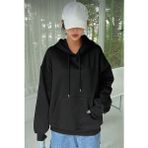 Beruflic Erkek Uzun Kol Kapşonlu Basic Sweatshirt Hoodie - Siyah - M