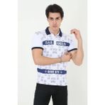 Beruflic Erkek Yakalı Slim Fit Baskılı T-Shirt - Beyaz