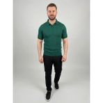 Beruflic Erkek Yazlık Triko Dokuma Tişört Kısa Kol Polo Yaka T-Shirt - Koyu Yeşil