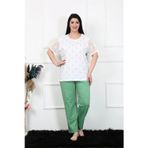 Beruflic Kadın 5XL-6XL-7XL-8XL Büyük Beden Kısa Kol Pijama Takım Beyaz