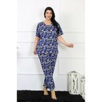 Beruflic Kadın 5XL-6XL-7XL-8XL Büyük Beden Kısa Kol Pijama Takım Saks
