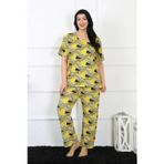 Beruflic Kadın 5XL-6XL-7XL-8XL Büyük Beden Kısa Kol Pijama Takım Sarı