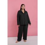 Beruflic Kadın Büyük Beden Füme Düğmeli Pijama Takımı