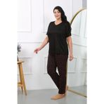 Beruflic Kadın Büyük Beden Kısa Kol Penye Pijama Takımı Siyah