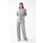 Beruflic Kadın Gri Desenli Düğmeli Pamuklu Pijama Takımı
